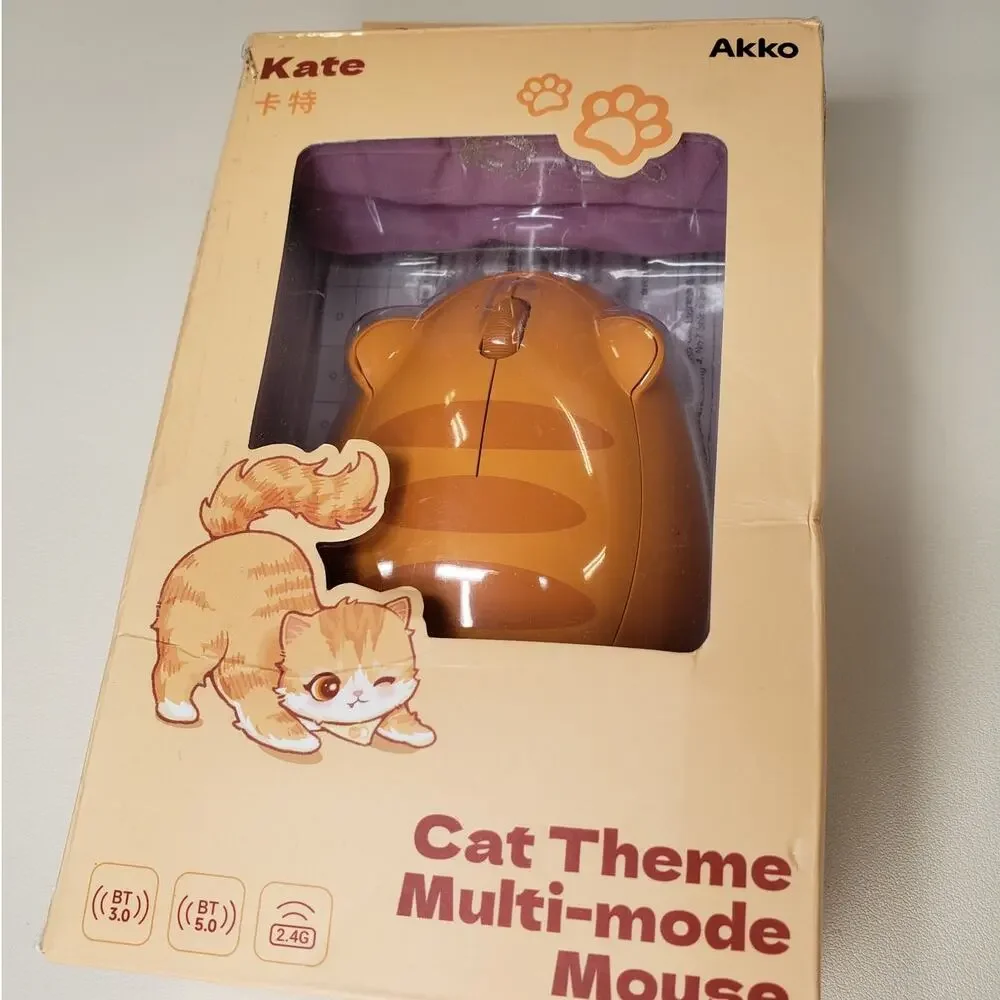 Cat Theme Wireless Gaming Mouse, Tri-Mode Mouse BT3.0/BT5.0/2.4G, Cute Optical C